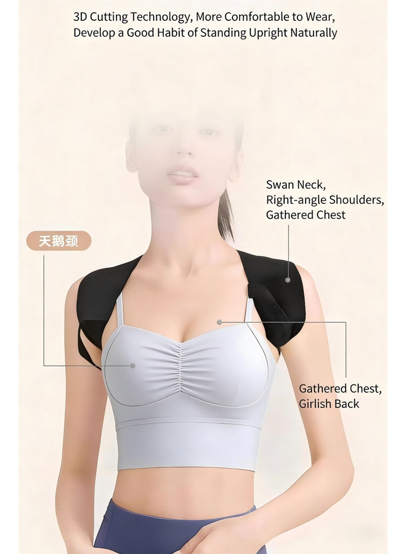 Posture Corrector Back Brace (Black, M/L Sizes Available), Invisible Back Support Belt for Hunchback Correction - Image 4